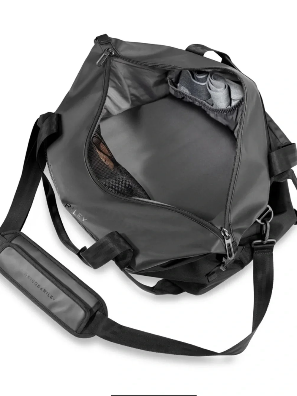 Briggs & Riley ZDX CARGO CROSSBODY Black and Gray Duffel Bag SATCHEL
